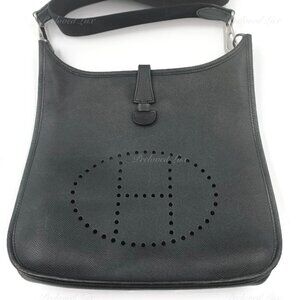 Authentic HERMES Black Epsom Evelyne I PM Crossbody Bag